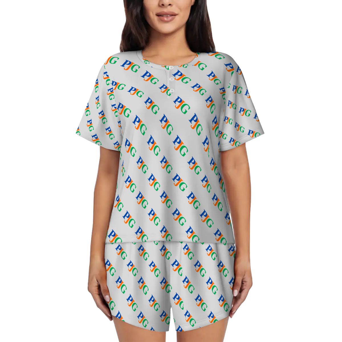 PJG Signature Tee & Short Set — Heather Gray Multi
