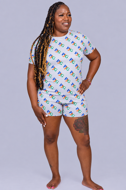 PJG Signature Tee & Short Set — Heather Gray Multi