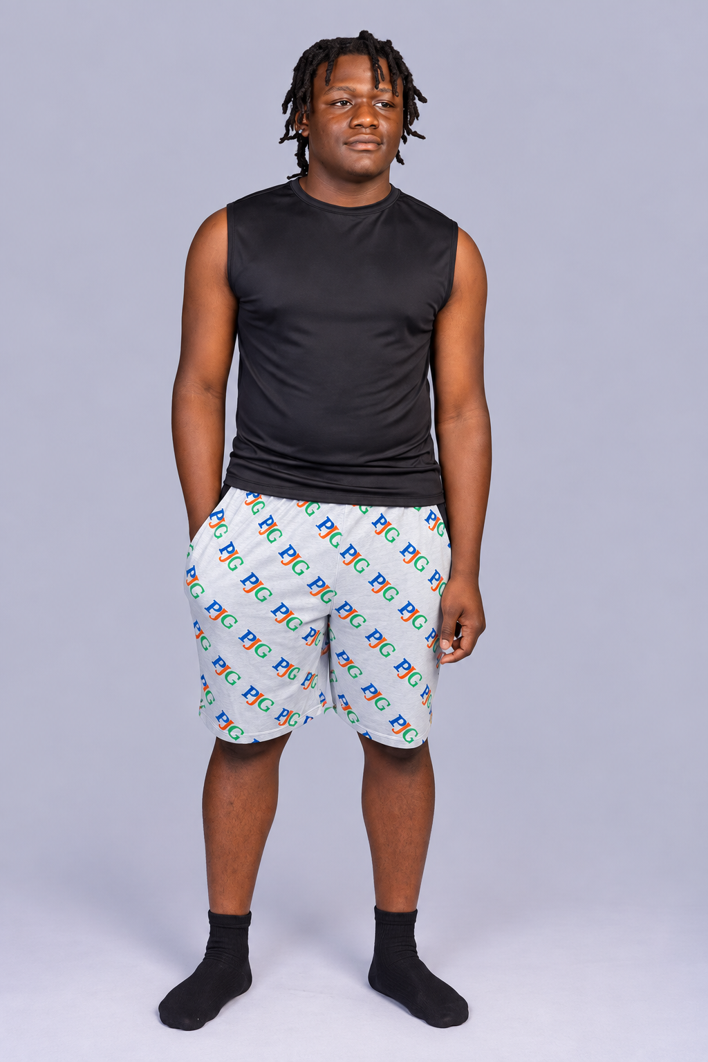 PJG Signature Men’s Lounge Shorts — Heather Gray Multi