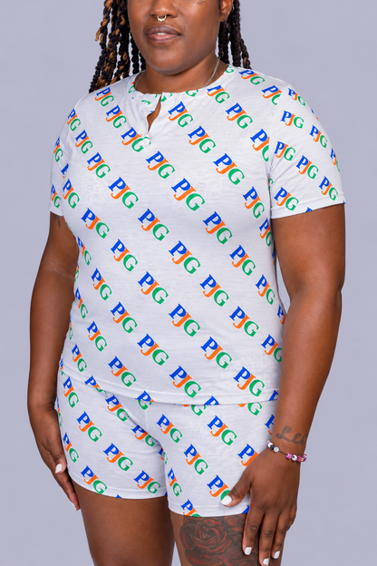 PJG Signature Tee & Short Set — Heather Gray Multi